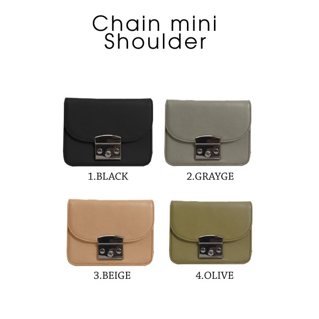 チェーンミニショルダーバッグ ミニバッグ チェーンショルダー 2WAY フェイクレザー シンプル 無地 合成皮革 バッグ 鞄 チェーンバッグ