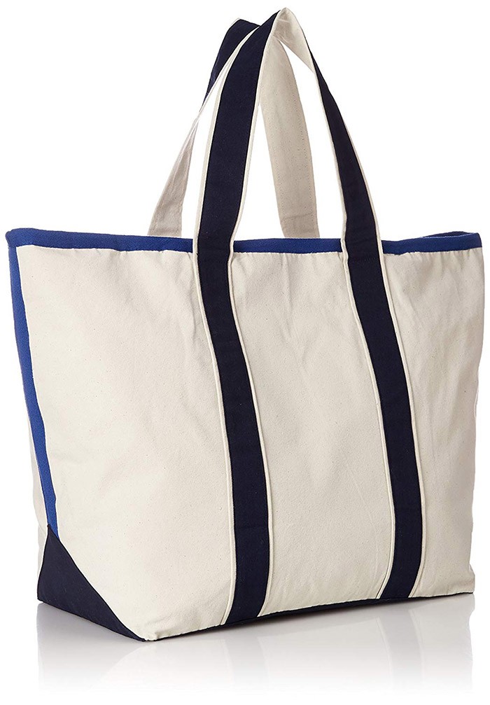 MAISON KITSUNE メゾンキツネ RICHELIEU TOTE BAG XL トートバッグ キャンバス ショッピングバッグ カラー エコバッグ ECRU-MARINEBLUE FW17U811 並行輸入