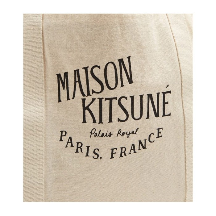 メゾンキツネ MAISON KITSUNE トートバッグ ナチュラル キャンバス ロゴ ユニセックス ショッピングバッグ AU05100AT1009 並行輸入
