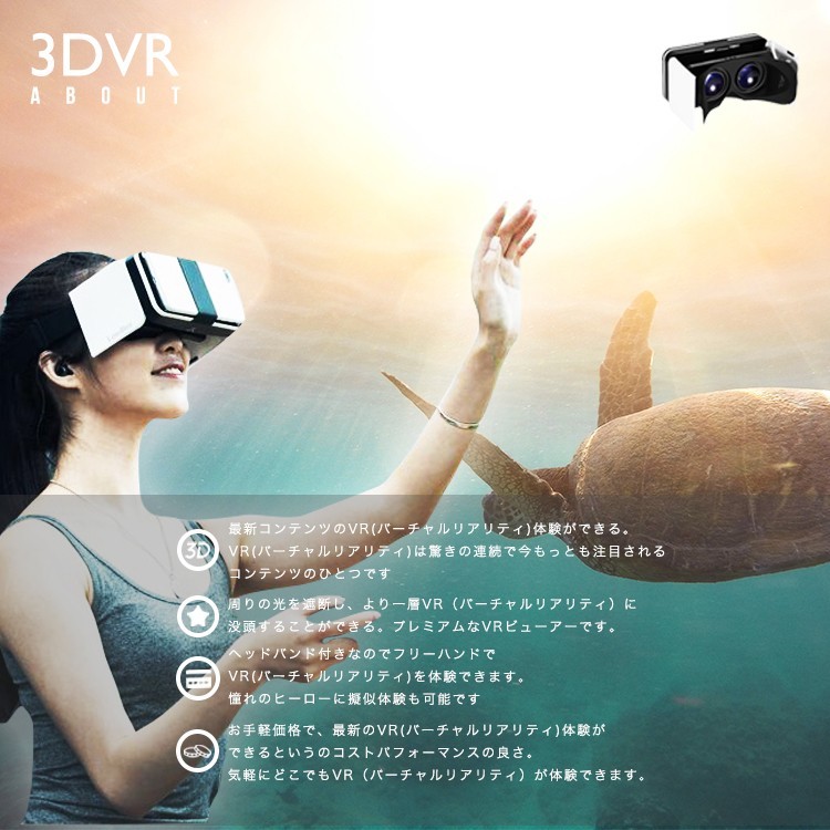 VR ゴーグル 3Dメガネ 折り畳み式VR ヘッドバンド付き 超薄型 軽量 超3D映像効果 iphone 近視対応 Android ios 4.7~6.0 インチスマホ対応 持ち運び