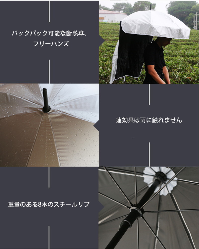 手ぶら傘 かさ 傘 日よけ 雨傘 農作業 アウトドア キャンプ バーベキュー 釣り 雨具  雨よけ ハンズフリー｜jolicoer｜06