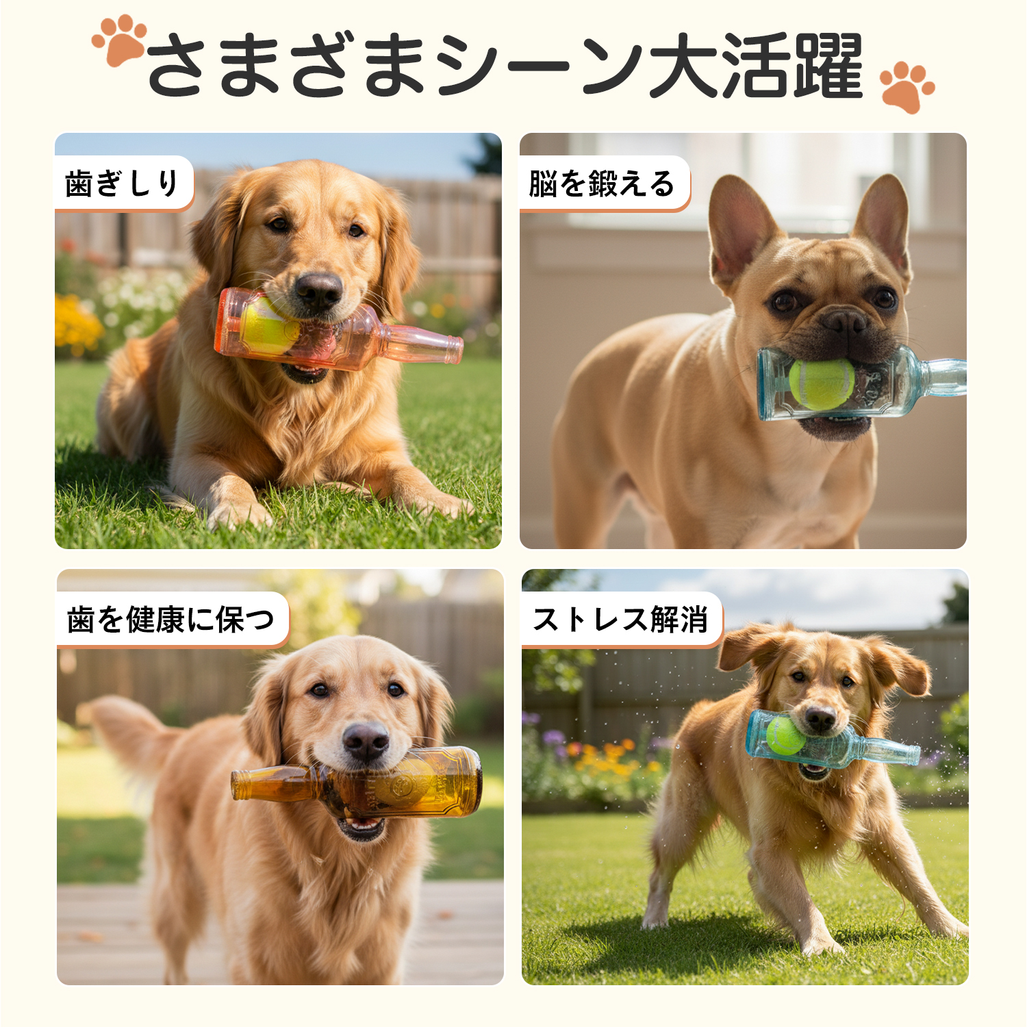 犬用 おもちゃ 知育 音が鳴る ボトル型 噛む ペット玩具 ゴム 素材