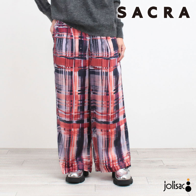 SACRA（サクラ） ワイドパンツ レディース BRUSH PAINTING PLAID