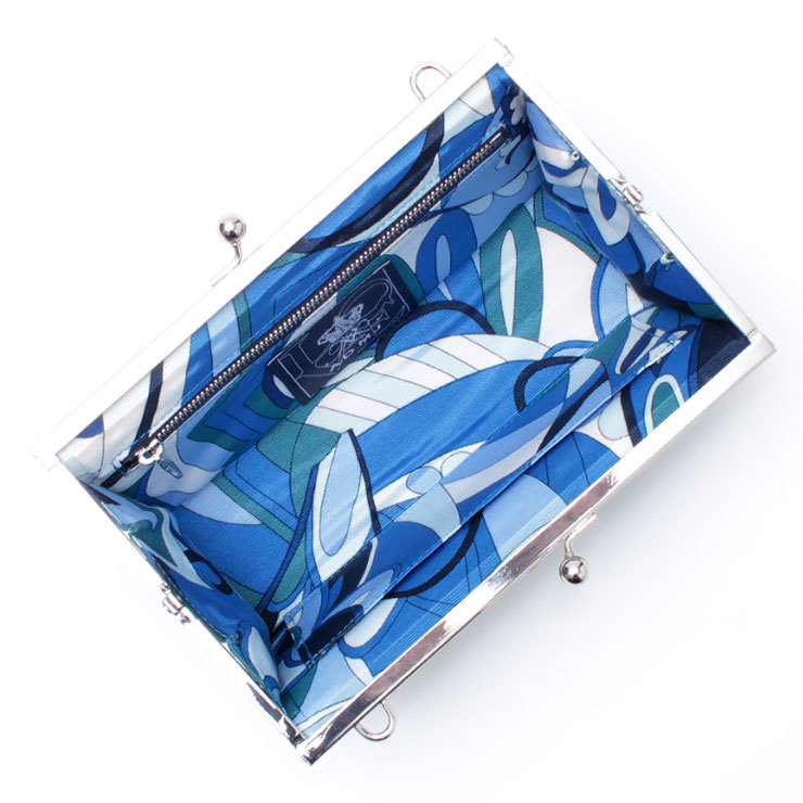 バッグ ショルダー付き クロコダイル ポロサス グレージング バンブーモデル ワイド BLUE TOPAZ