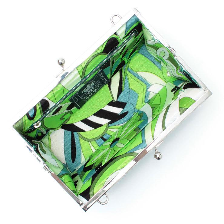 バッグ ショルダー付き クロコダイル ポロサス グレージング バンブーモデル ワイド EMERALD
