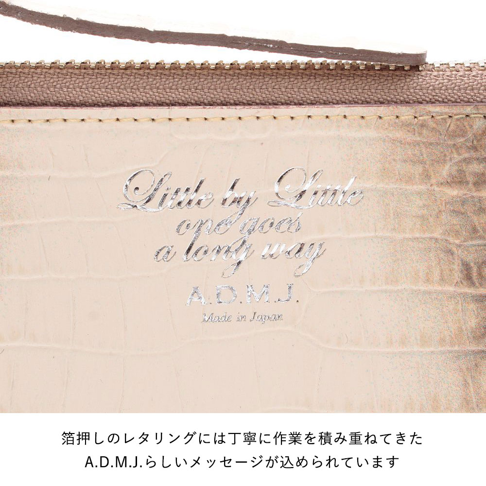 A.D.M.J ADMJ 長財布 フラトウォレット クロコダイル型押し