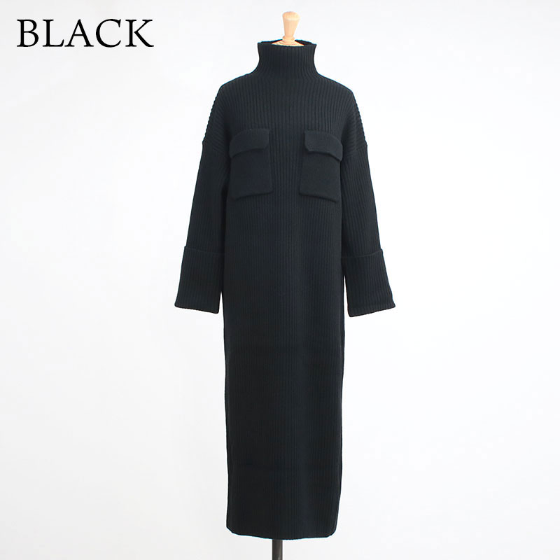 SACRA（サクラ） ニットワンピース リブニットワンピ EX.FINE LAMBWOOL