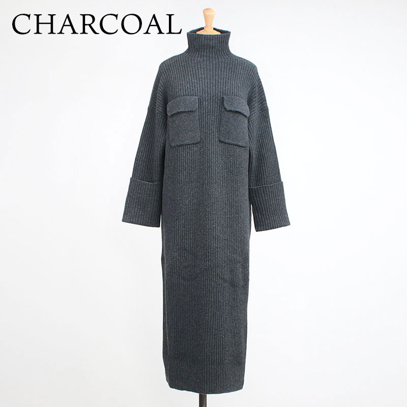 SACRA（サクラ） ニットワンピース リブニットワンピ EX.FINE LAMBWOOL