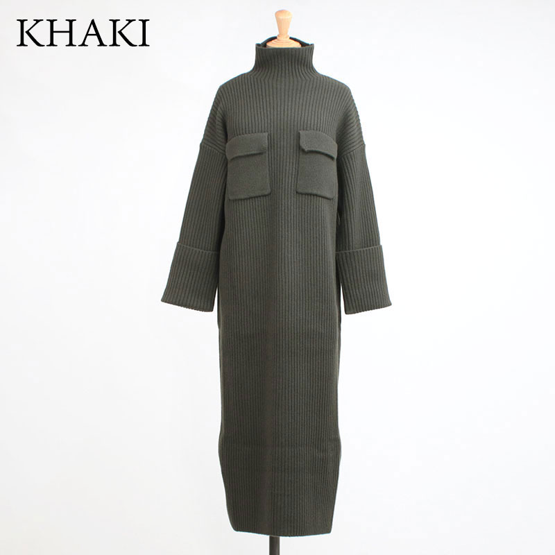 SACRA（サクラ） ニットワンピース リブニットワンピ EX.FINE LAMBWOOL