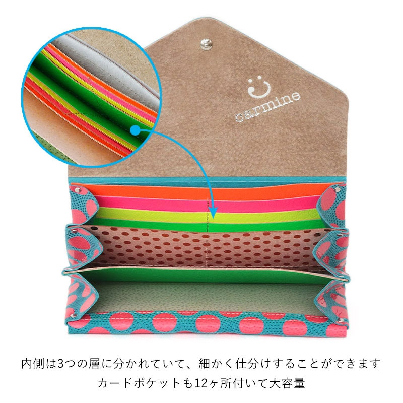 Carmine（カーマイン） 長財布 ネオン ドット DLW ロングウォレット