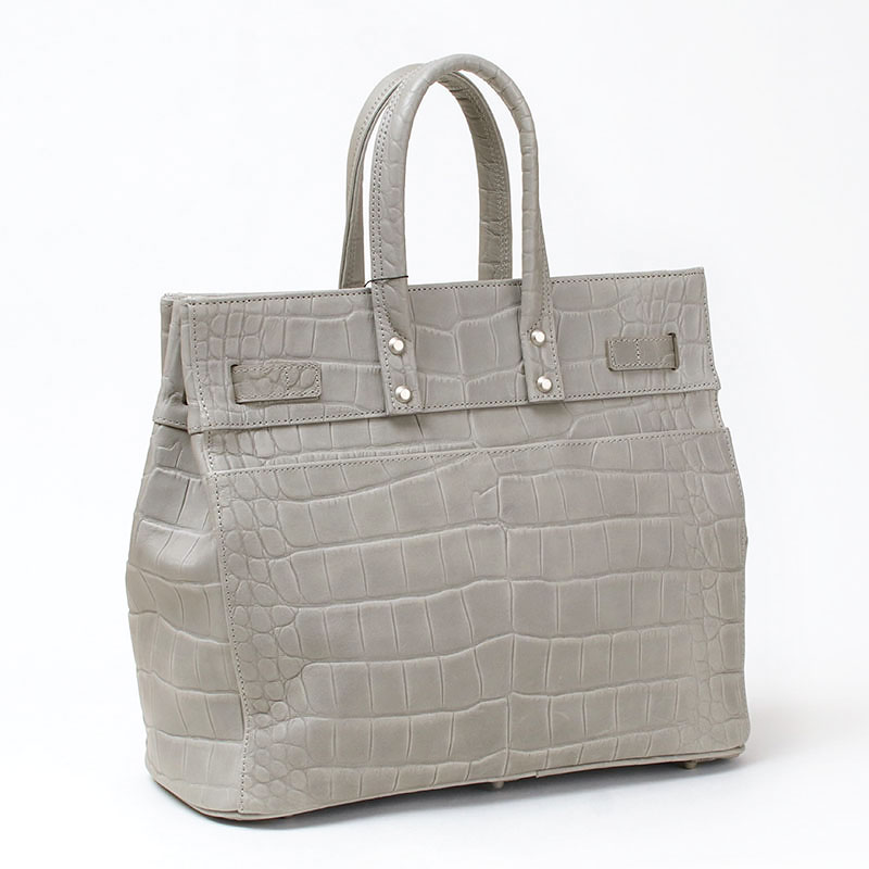 MUL STUD トートM クロコアイスグレー背面