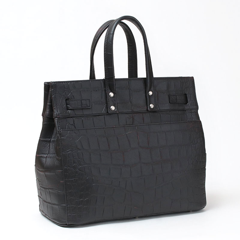 MUL STUD トートM クロコ型ヴィンテージブラック背面