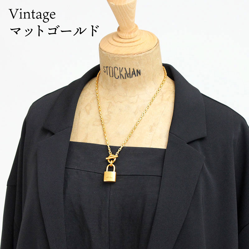 M.U.L. エムユーエル ネックレス レザー編み M.U.L. エムユーエル アクセサリー 南京錠マンテルネックレス 48cm MUL