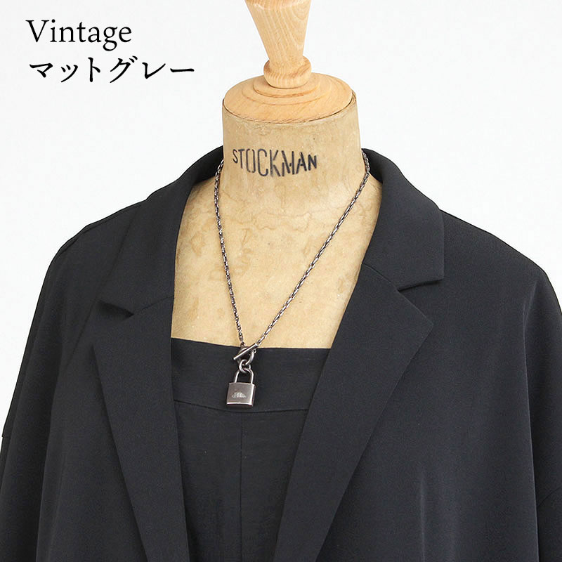 M.U.L. Vチェーン南京錠マンテルネックレス67 マットグレー M.U.L. エムユーエル アクセサリー 南京錠マンテルネックレス 48cm MUL