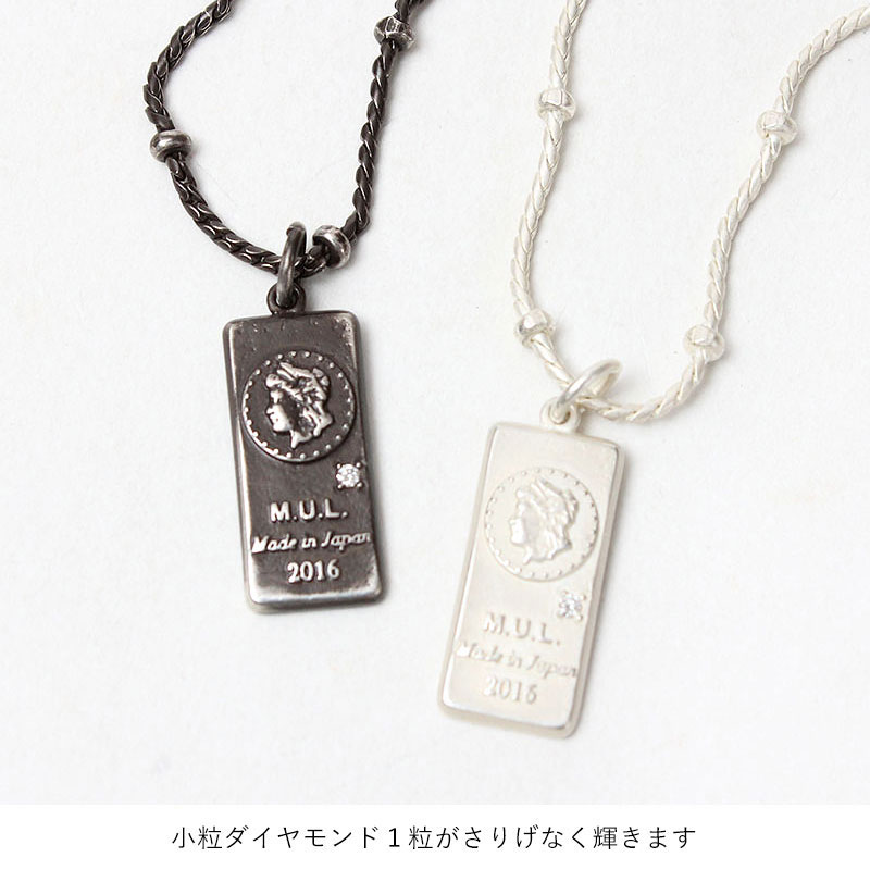 M.U.L. マットグレー Lチェーンスクエアネックレス52 ネックレス M.U.L. エムユーエル アクセサリー DIAMONDスクエア