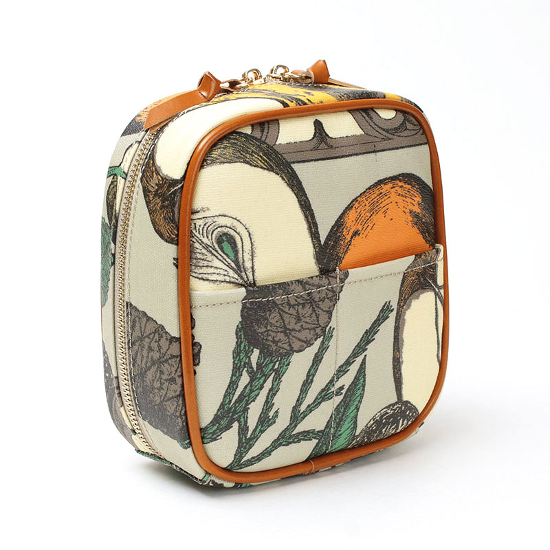 manipuri ラウンドポーチ グレーB背面