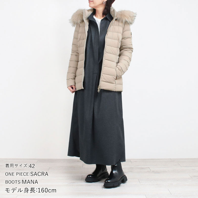 新品・タグ付✨ CAPE HORN ケープホーン ファー付きダウンコート レッド CAPEHORN（ケープホーン） アウター ダウン レディース ファー付き