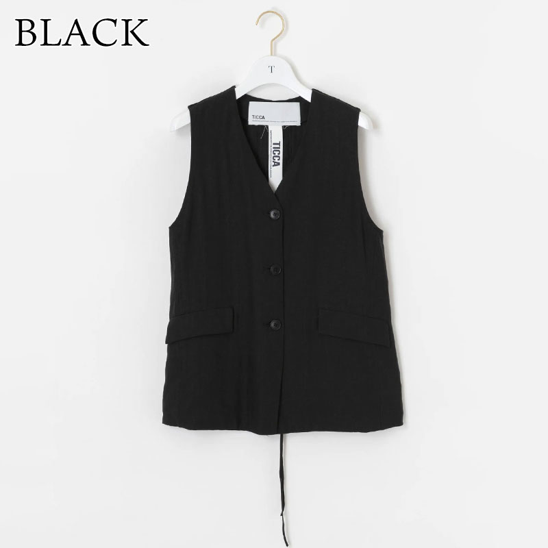 TICCA ベスト レディース ティッカ 中古　古着 TICCA ティッカ リネンレースアップベスト レディース TBDS-406