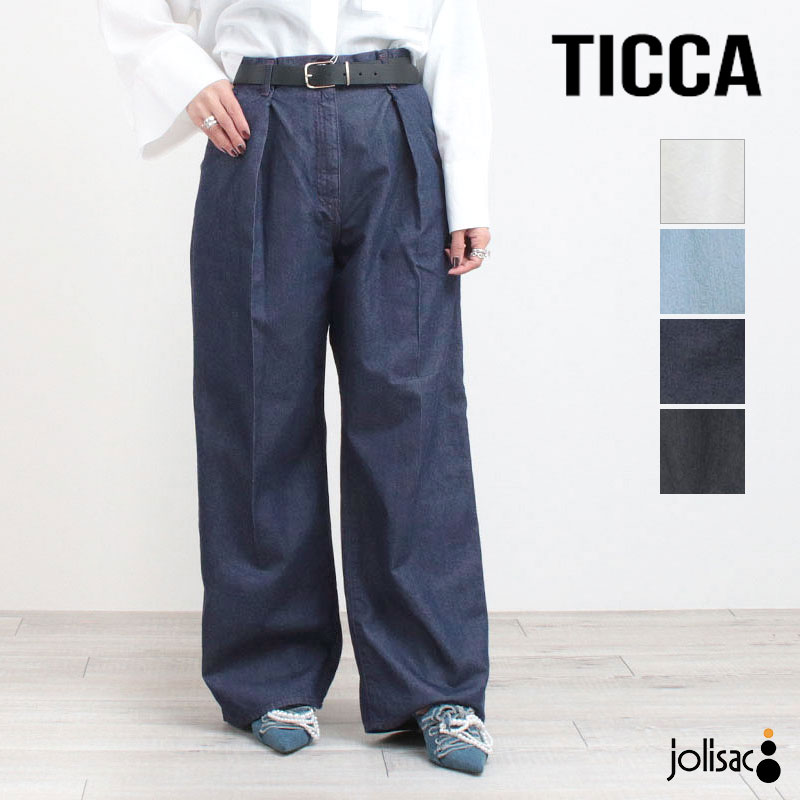 TICCA（ティッカ） デニム レディース ライトデニム タックワイド
