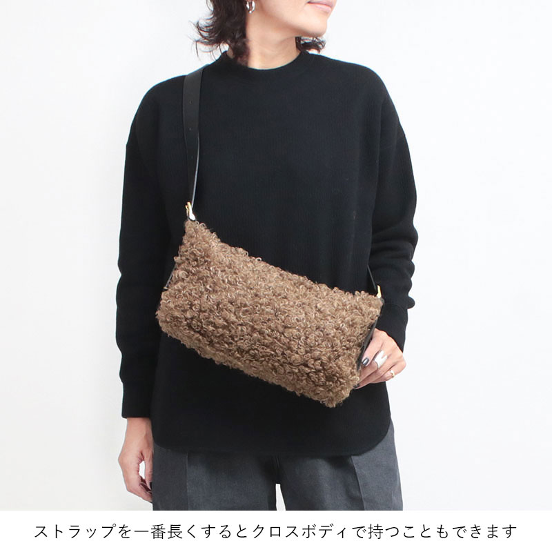 【美品】VIOLAd'ORO フォックスファー　レザー　ボディバッグ　グレー系 VIOLAd'ORO ヴィオラドーロ カルガンラムエコファー ショルダー