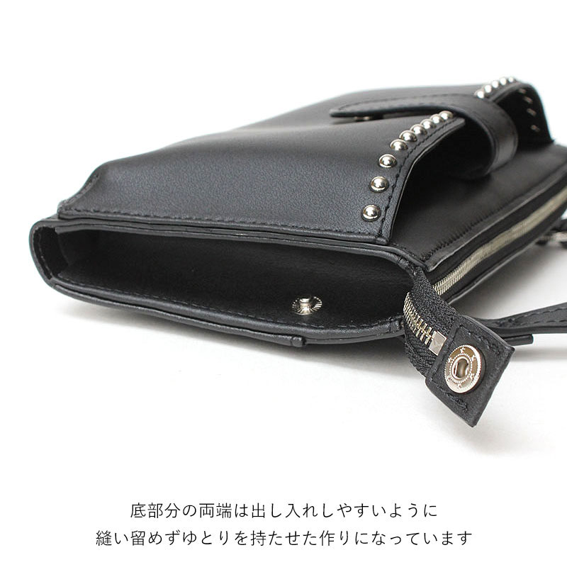 VIOLAd'ORO（ヴィオラドーロ） スマホポシェット スタッズ付き 横型