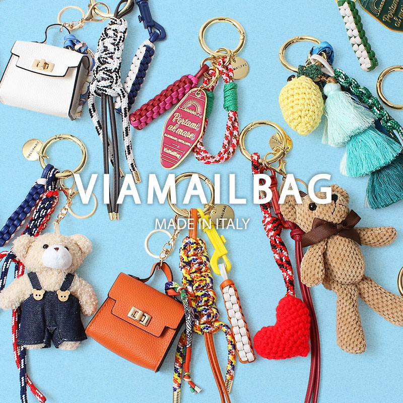 デニムリメイクキーホルダー＊バッグチャーム＊編みぐるみ(モコモコまゆ毛くまC) VIAMAILBAG（ヴィアメイルバッグ） バッグチャーム ベアー 編みぐるみ