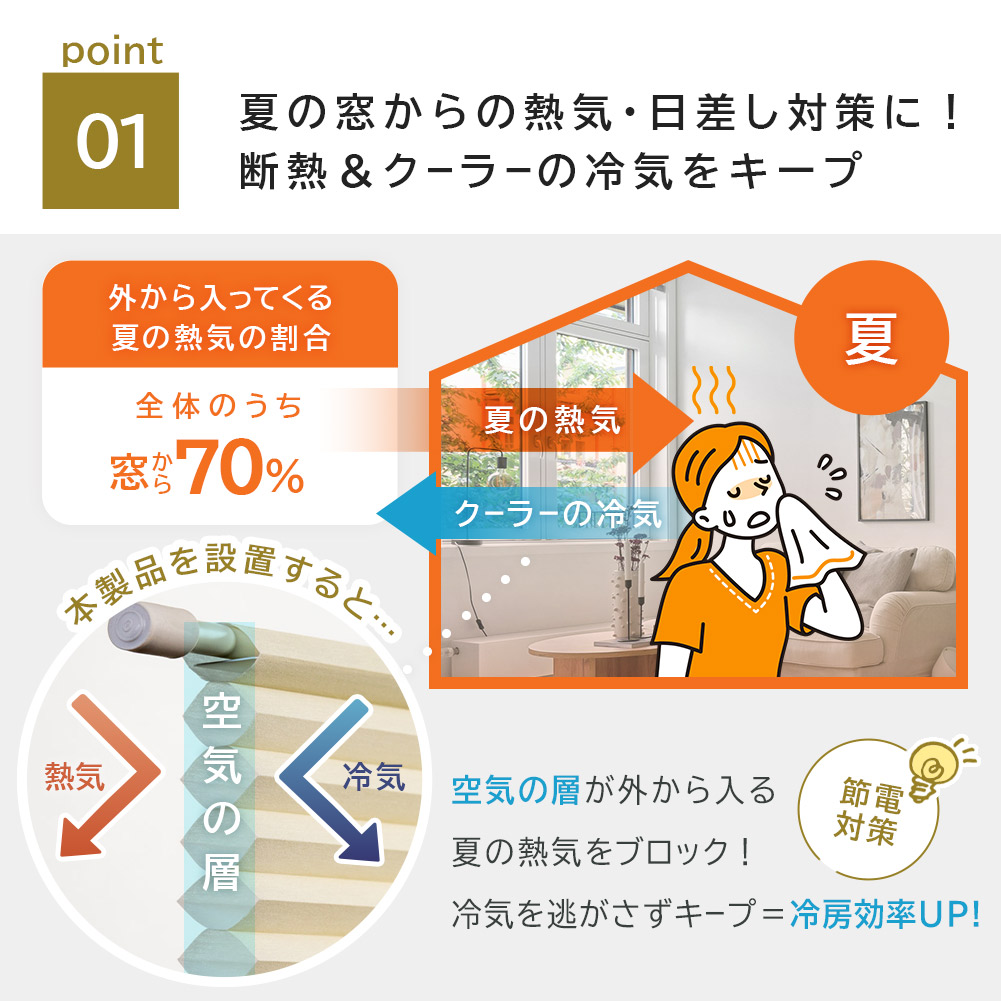 フリーカットハニカムシェード 遮光タイプ登場 突っ張り式 ハニカムスクリーン 関連画像3