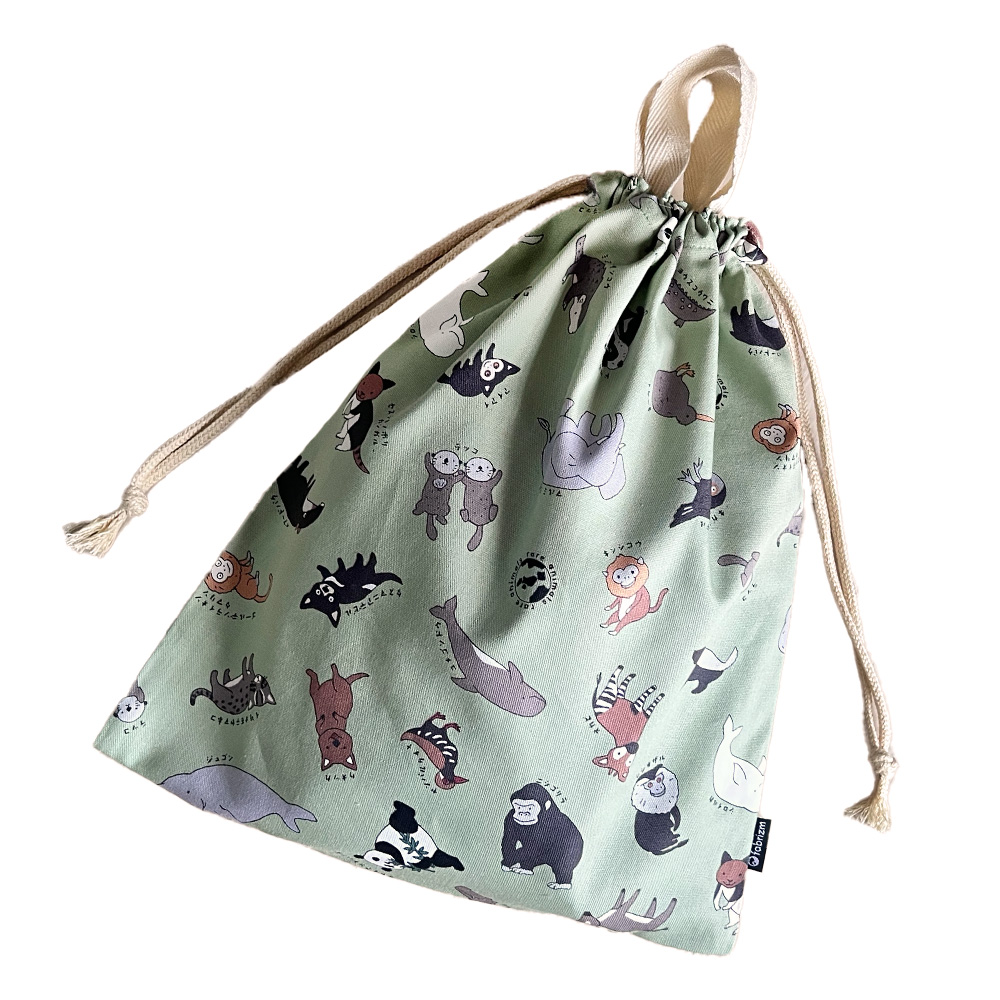 巾着袋 きんちゃく M 30×34 小学校 保育園 幼稚園 入園 入学 どうぶつ 日本製 fabrizm 手さげかばん 体操着入れ 男の子 女の子 キッズ 子供 |  | 02