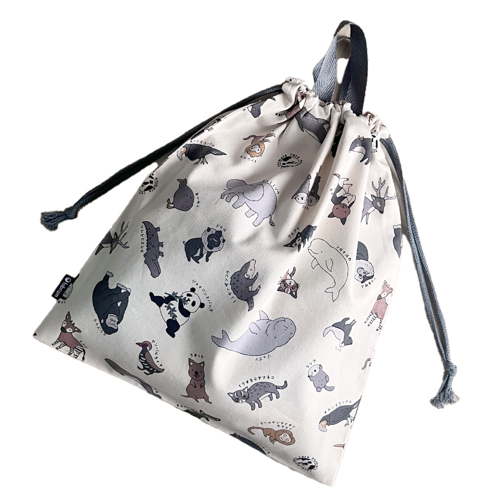 巾着袋 きんちゃく M 30×34 小学校 保育園 幼稚園 入園 入学 どうぶつ 日本製 fabrizm 手さげかばん 体操着入れ 男の子 女の子 キッズ 子供 |  | 01