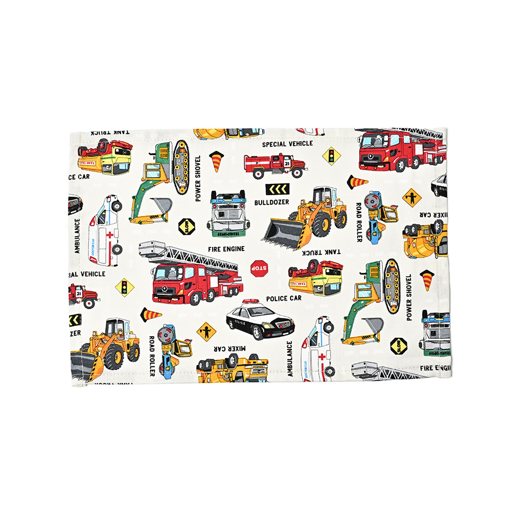 ランチョンマット 子供 小学校 おしゃれ 北欧 布 キッズランチョンマット 30×20cm はたらくくるま 日本製 fabrizm 幼稚園 保育園 ティーマット 吸水 爆買 | fabrizm | 01