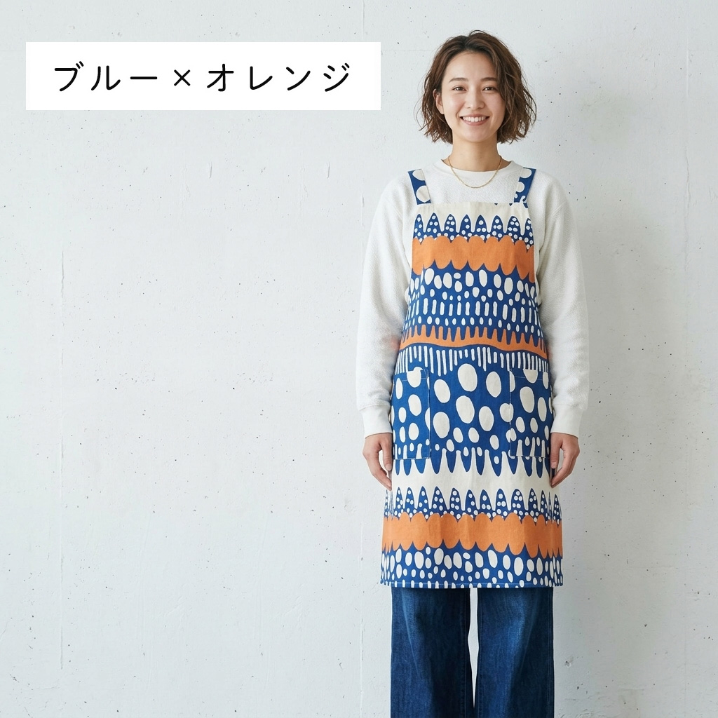 エプロン おしゃれ かわいい 保育士 北欧 キッチンエプロン ひざ丈 バニラン 日本製 fabrizm 母の日 ワークエプロン 料理教室 バッククロス | fabrizm | 02