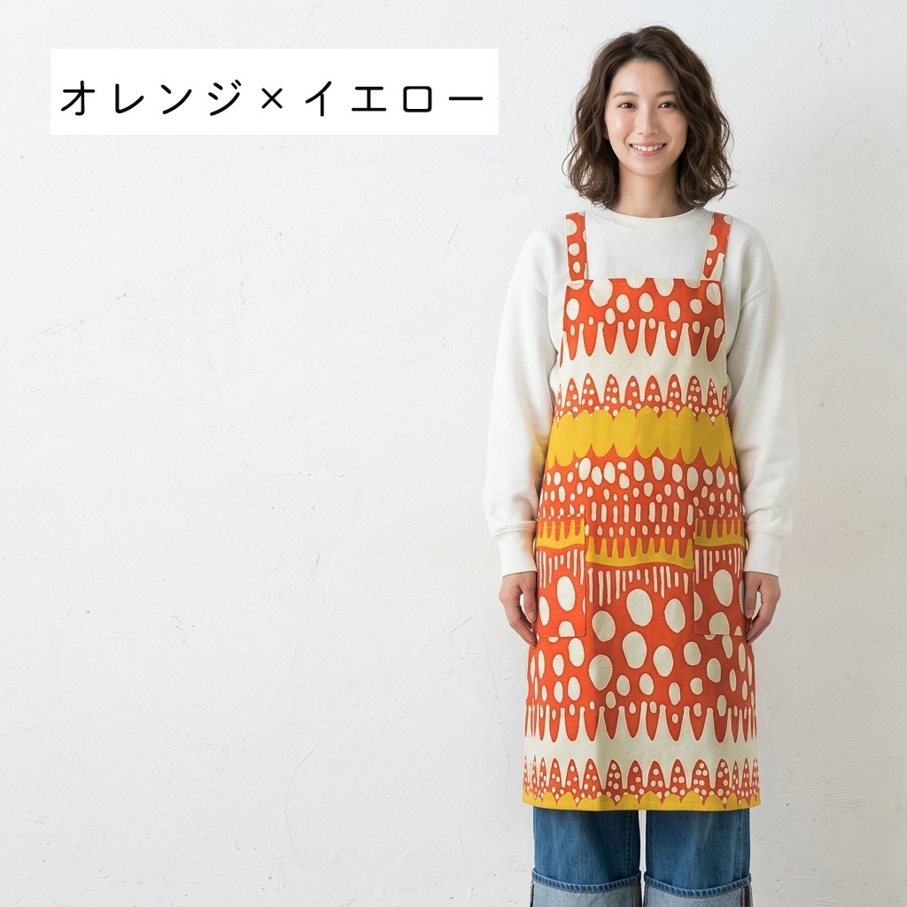 エプロン おしゃれ かわいい 保育士 北欧 キッチンエプロン ひざ丈 バニラン 日本製 fabrizm 母の日 ワークエプロン 料理教室 バッククロス | fabrizm | 01