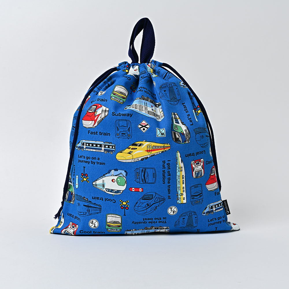 巾着袋 きんちゃく 大 Mサイズ 30×34 小学校 小学生 保育園 幼稚園 入園 入学 でんしゃ 日本製 fabrizm 手さげかばん 体操着入れ 男の子 女の子 キッズ 子供 |  | 02