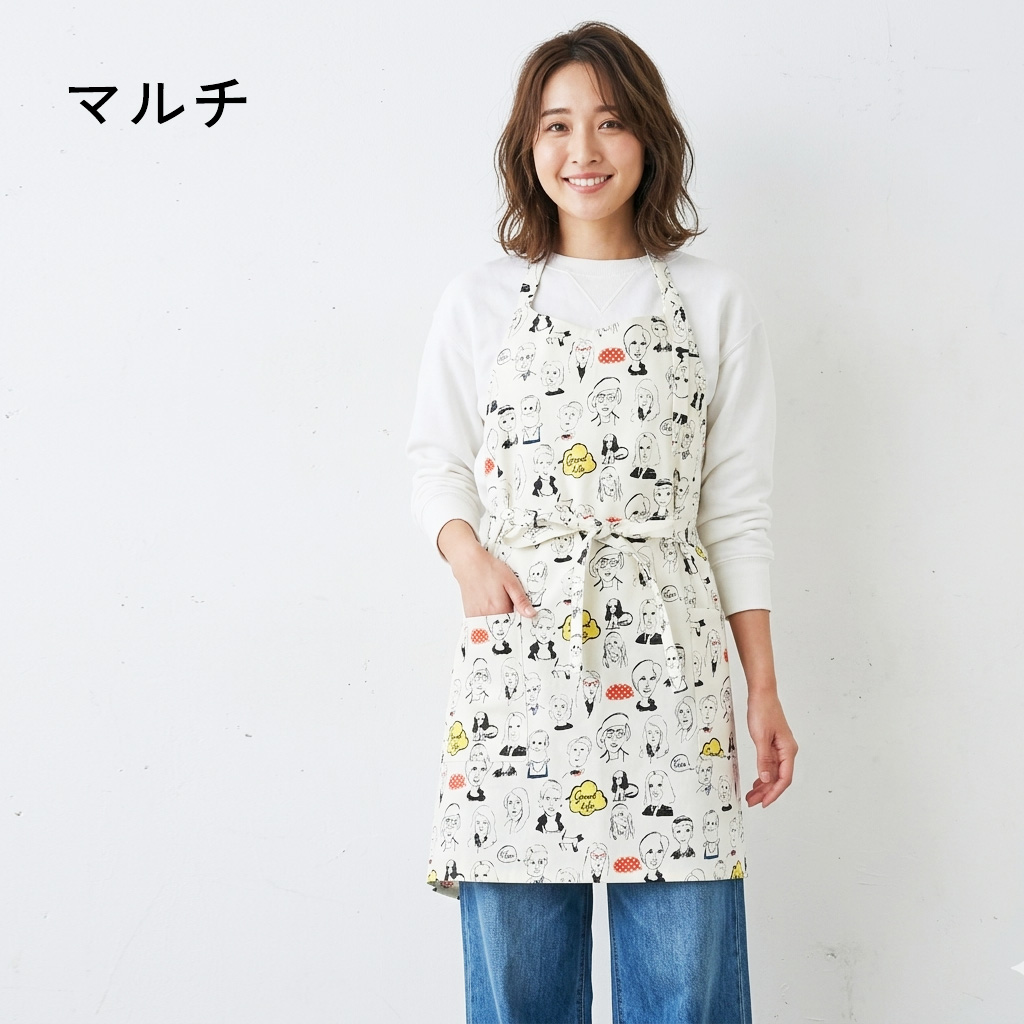 エプロン おしゃれ かわいい 保育士 北欧 ワークエプロン ショート丈 フェイス 日本製 fabrizm 母の日 料理教室 業務用 ギフト | fabrizm | 02
