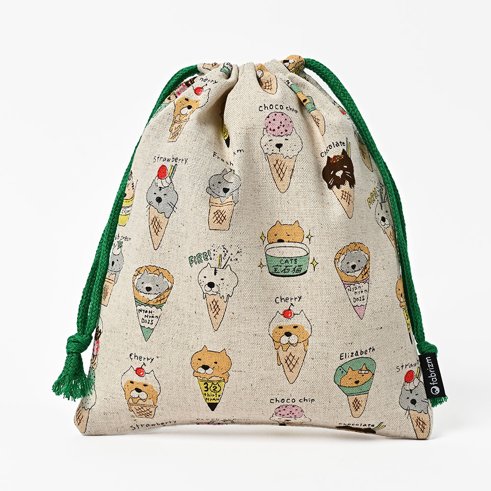 巾着袋 きんちゃく 小 Sサイズ 20×24cm 小学校 小学生 保育園 幼稚園 入園 入学 ねこシリーズ 日本製 fabrizm 給食袋 コップ入れ 男の子 女の子 キッズ 子供 |  | 02