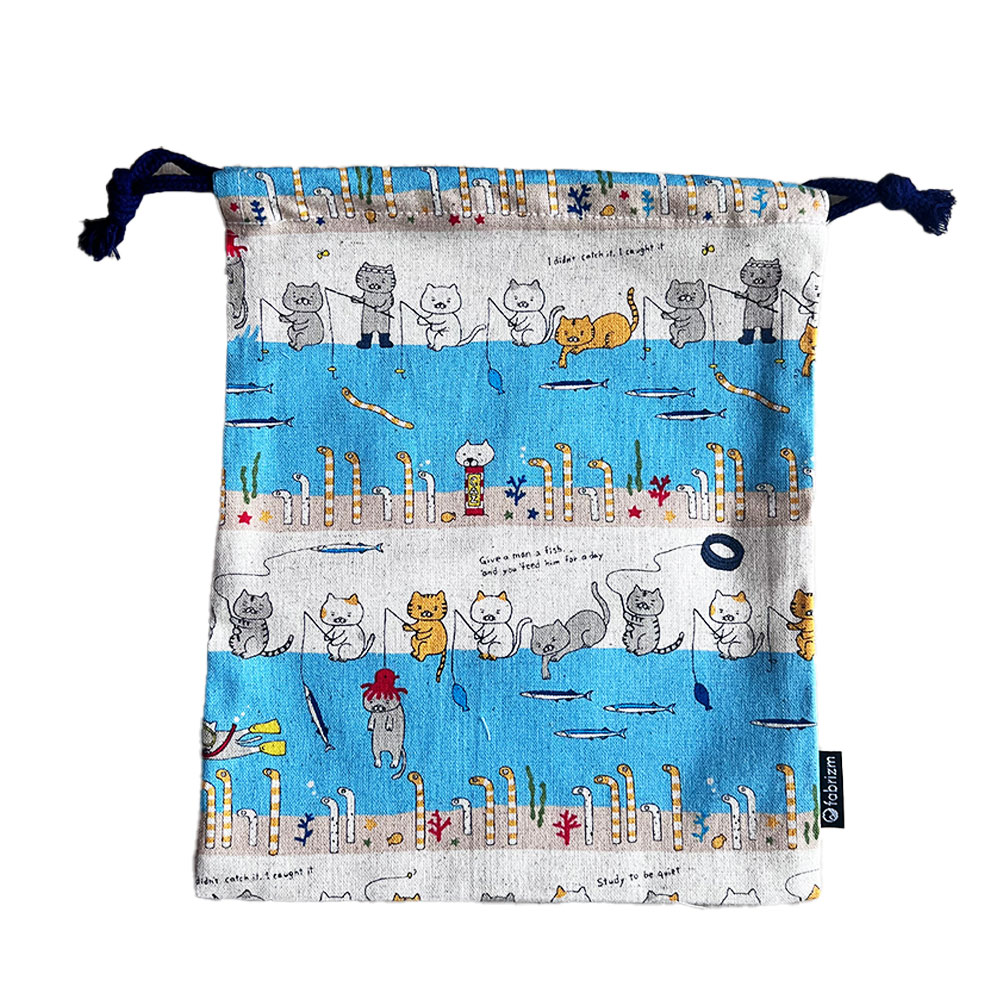巾着袋 きんちゃく 小 Sサイズ 20×24cm 小学校 小学生 保育園 幼稚園 入園 入学 ねこシリーズ 日本製 fabrizm 給食袋 コップ入れ 男の子 女の子 キッズ 子供 |  | 04