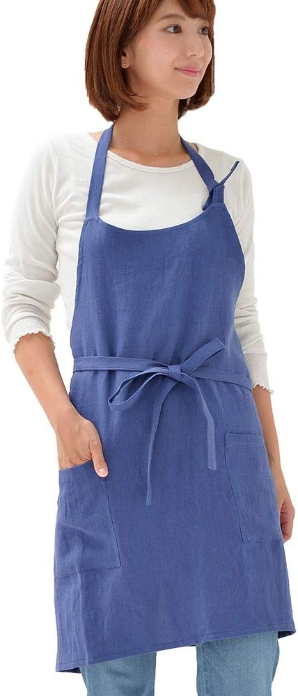【在庫処分価格】エプロン おしゃれ かわいい 保育士 リネン100％ キッチンエプロン ひざ丈 ソフトリネン 日本製 fabrizm 母の日 ワークエプロン バッククロス | fabrizm | 05