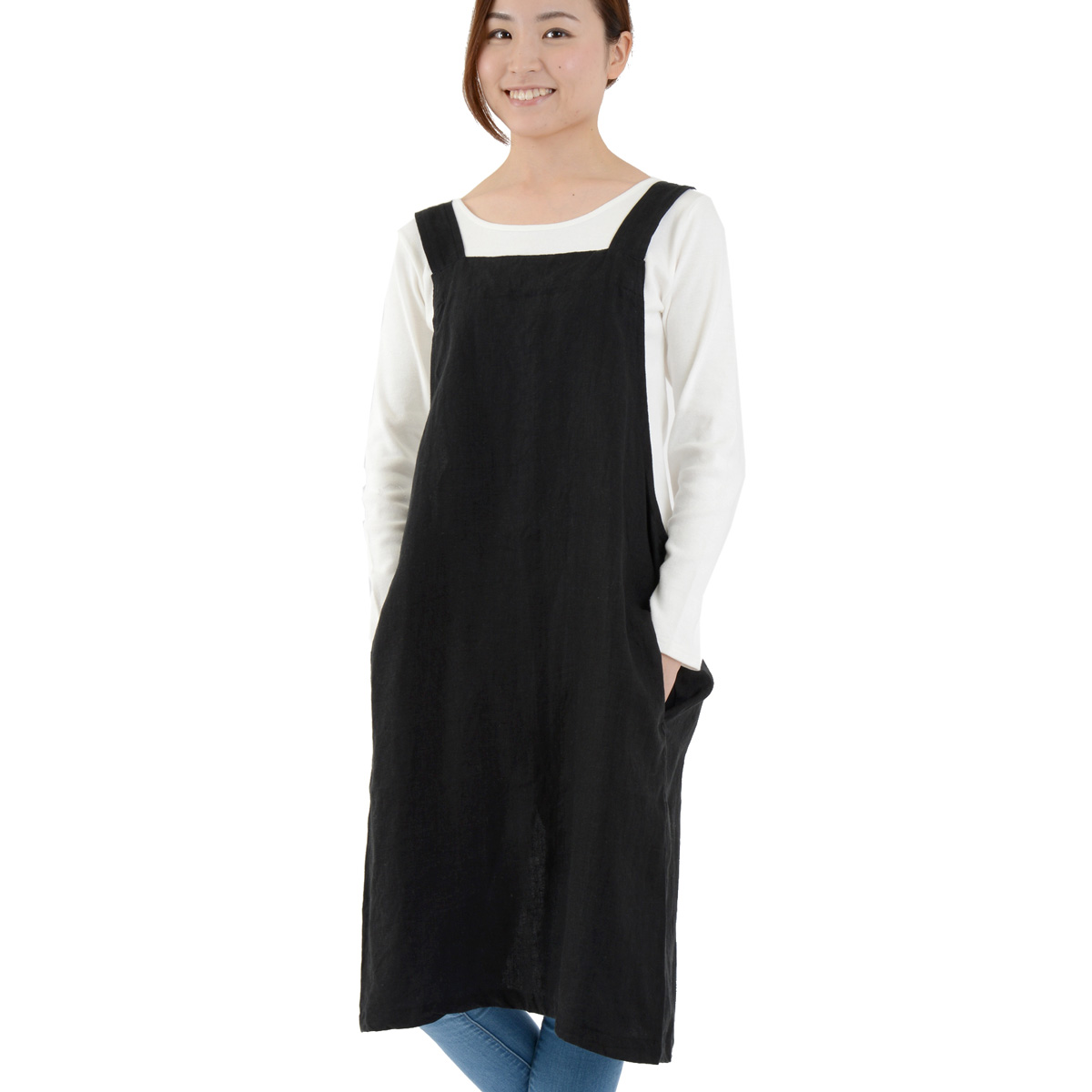 【在庫処分価格】エプロン おしゃれ かわいい 保育士 無地 タブリエエプロン ソフトリネン リネン100％ 日本製 fabrizm 母の日 料理教室 ギフト 麻 | fabrizm | 01