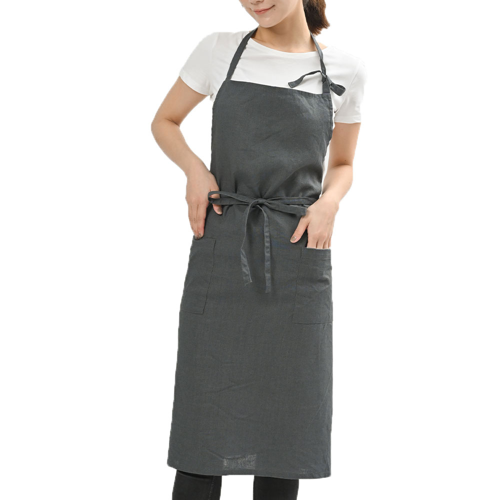 エプロン おしゃれ 業務用 保育士 無地 リネン100％ フルエプロン ロング丈 麻キャンバス 日本製 fabrizm 母の日 ワーク 男性用 メンズ | fabrizm | 05