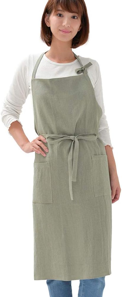 【在庫処分価格】エプロン おしゃれ 業務用 無地 リネン100％ フルエプロン ロング丈 ソフトリネン 日本製 fabrizm 母の日 父の日 ワーク 男女兼用 大きい | fabrizm | 03
