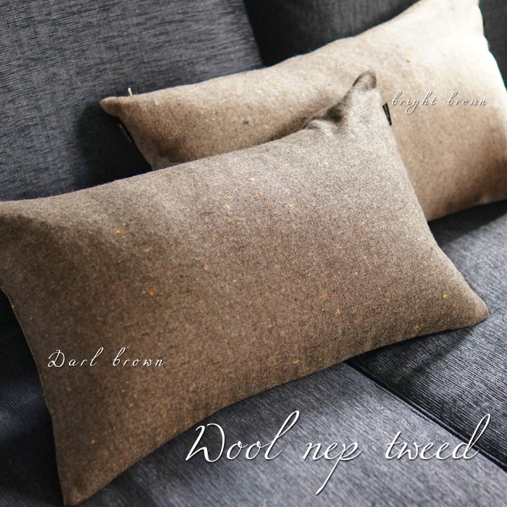 クッションカバー 長方形L 55×35 無地 枕カバー ウールネップツイード受注生産 日本製 fabrizm 背当てカバー おしゃれ かわいい 和風 敬老の日 爆買 | fabrizm | 02