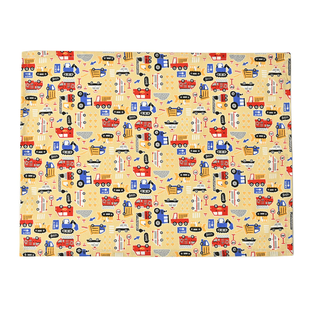 ランチョンマット おしゃれ 北欧 布 42×32cm はたらくくるま 日本製 fabrizm ティーマット 子供用 吸水 かわいい 車 爆買 | fabrizm | 01