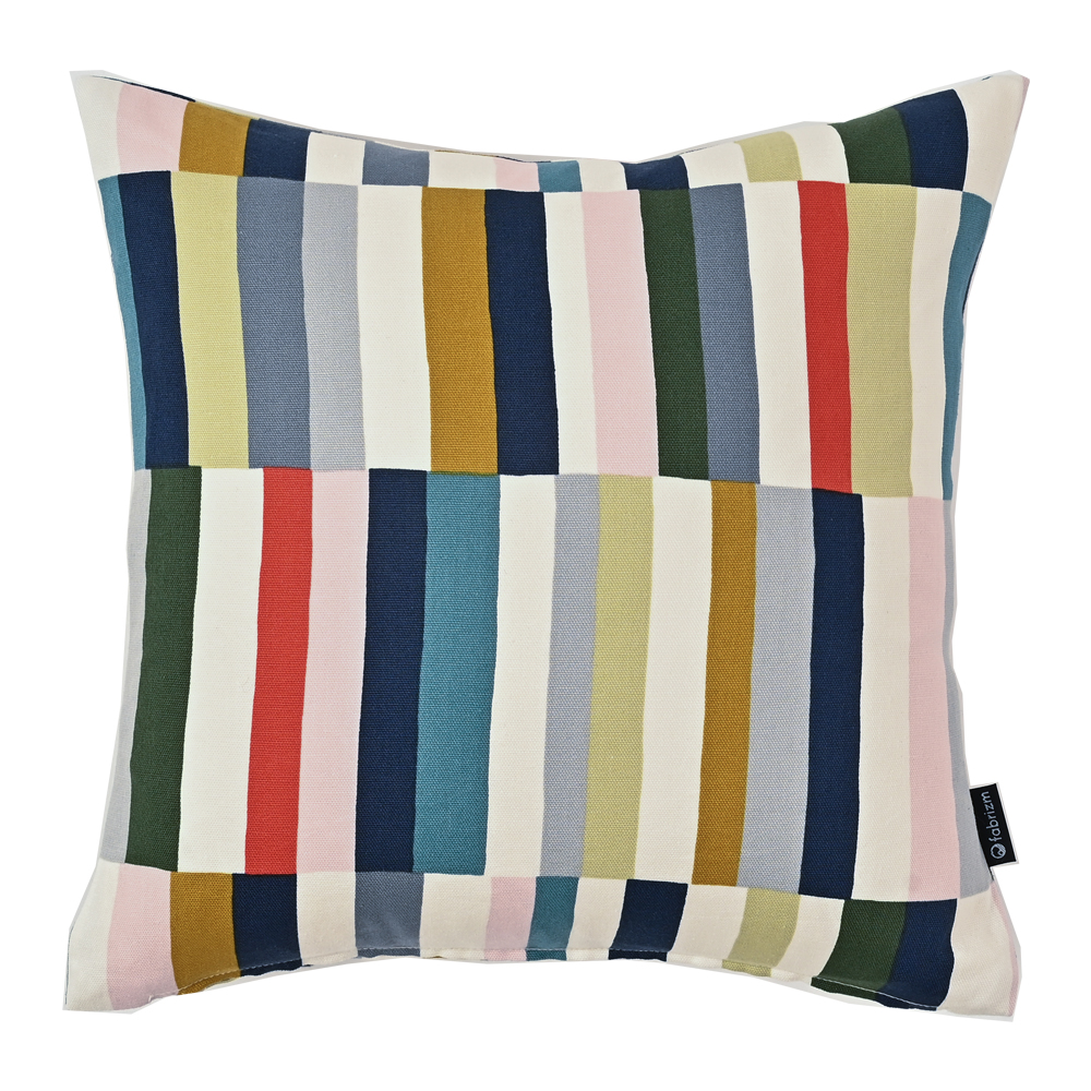 クッションカバー 中身付き 30×30 北欧 ストライプ 30角 パッチ＆ポリエステルわたヌードクッション 日本製 fabrizm 背当てカバー 小さめ 爆買 | fabrizm | 01