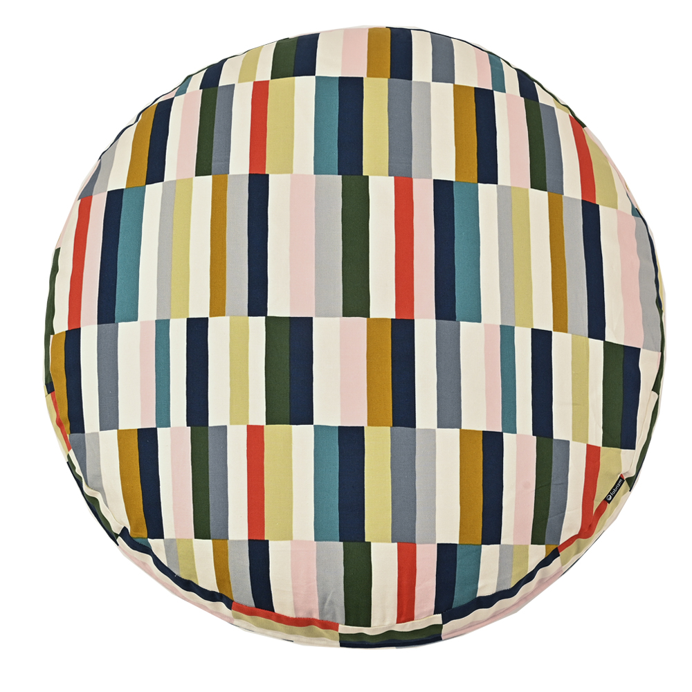 クッションカバー 中身付き 丸型 65 北欧 ストライプ 直径65cm用 パッチ＆アップサイクルフェザーヌードクッション 日本製 fabrizm 背当てカバー 爆買 | fabrizm | 01