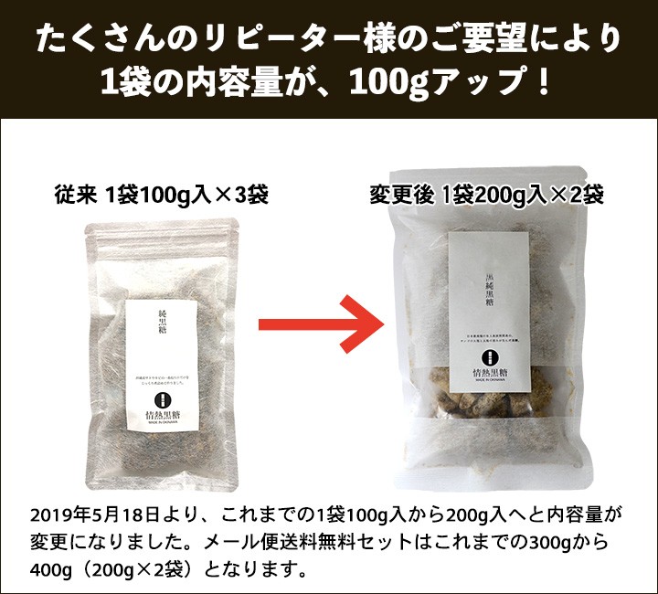 情熱の純黒糖 200g×2袋 サトウキビ100％使用 職人手作り純黒糖
