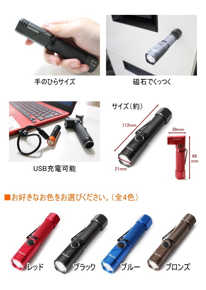 首振りLEDライト 600LM 送料無料 乾電池or充電池兼用 LED 首振り 照明