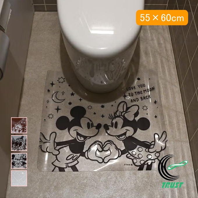 可愛いトイレマットスリーピースセットトイレシートリングの一般的なクレヨンt 透明トイレマット 55×60cm 人気キャラクター柄 1枚 クリアマット