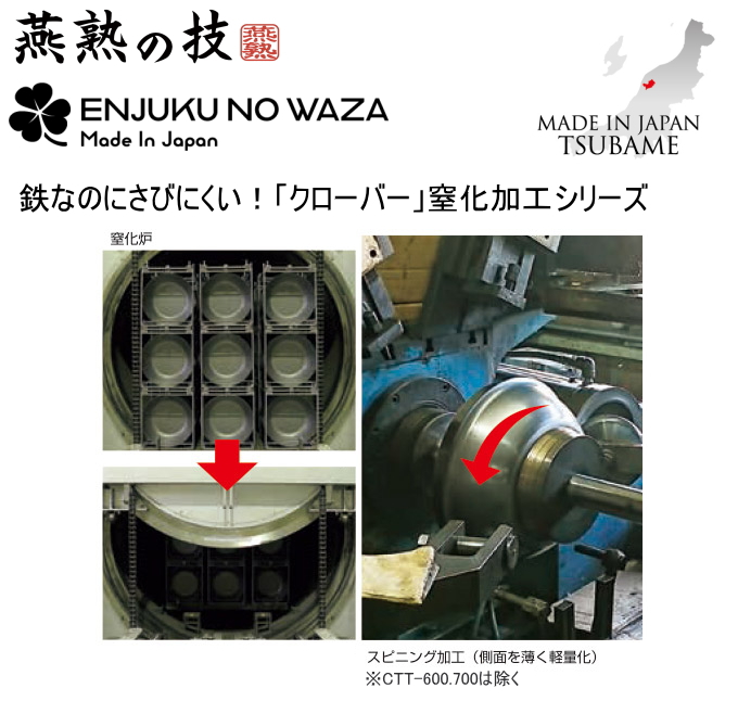燕熟の技 クローバー 窒化シリーズ フライパン26\u0026いため鍋28\u0026玉子焼14×18cm\u0026三徳包丁・ペティ2本セット CTT-5000 日本製 IH対応_1