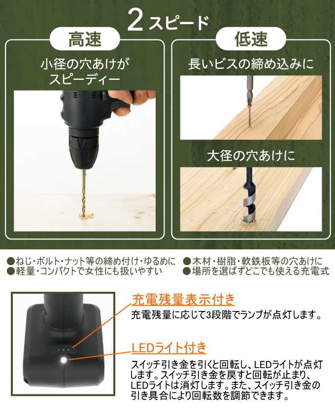 高儀 EARTH MAN 10.8V 充電式 2スピードドリル＆ドライバー DDR