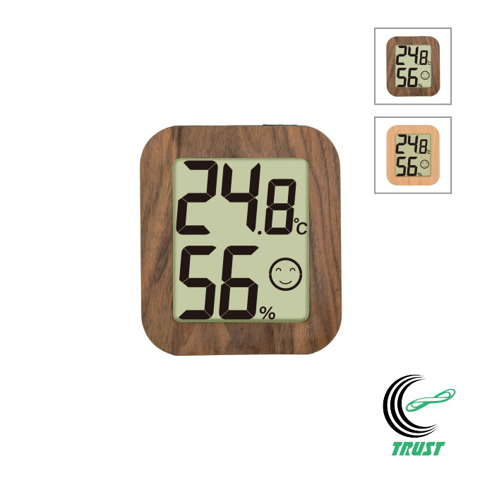 デジタル温湿度計 環境チェッカー 木製 デジタル 温度計 温度 湿度 最高温度 最低温度 健康管理 熱中症 壁掛け スタンド マグネット付 シンプル